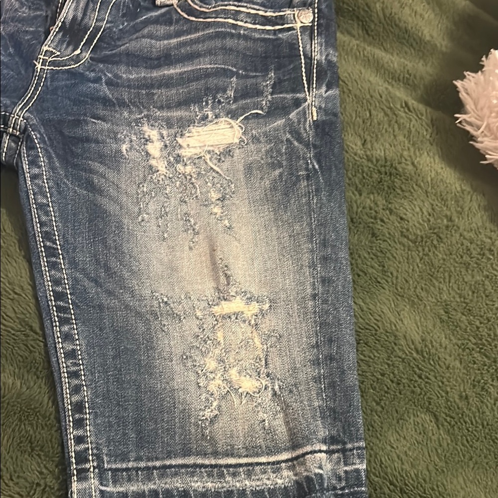 Miss Me Dark Blue Distressed Jean Shorts - Picture 4 of 7